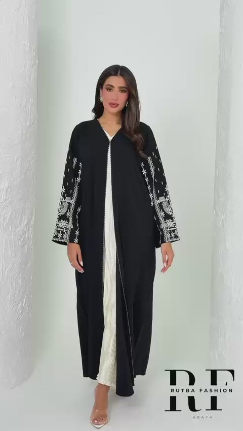 R136 Casual wear Black   Abaya Set
