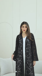 R266 3D Rose Flower Abaya