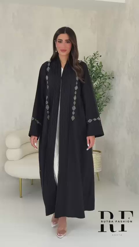 R126 Black classic Abaya Set