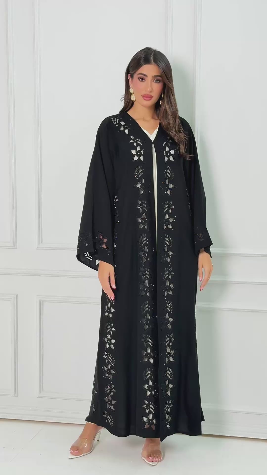 R170  Elegant Black summer wear  Abaya Set