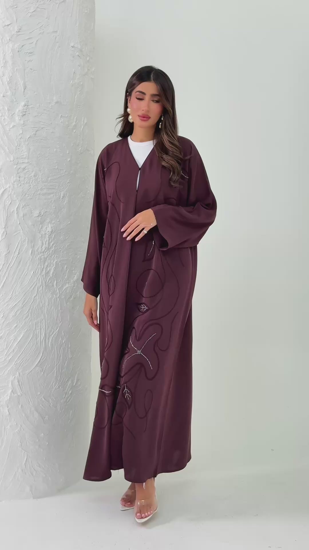 R169 Maroon Glaring Abaya Set