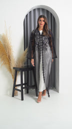 R220 Black elegant  Designer Abaya Set