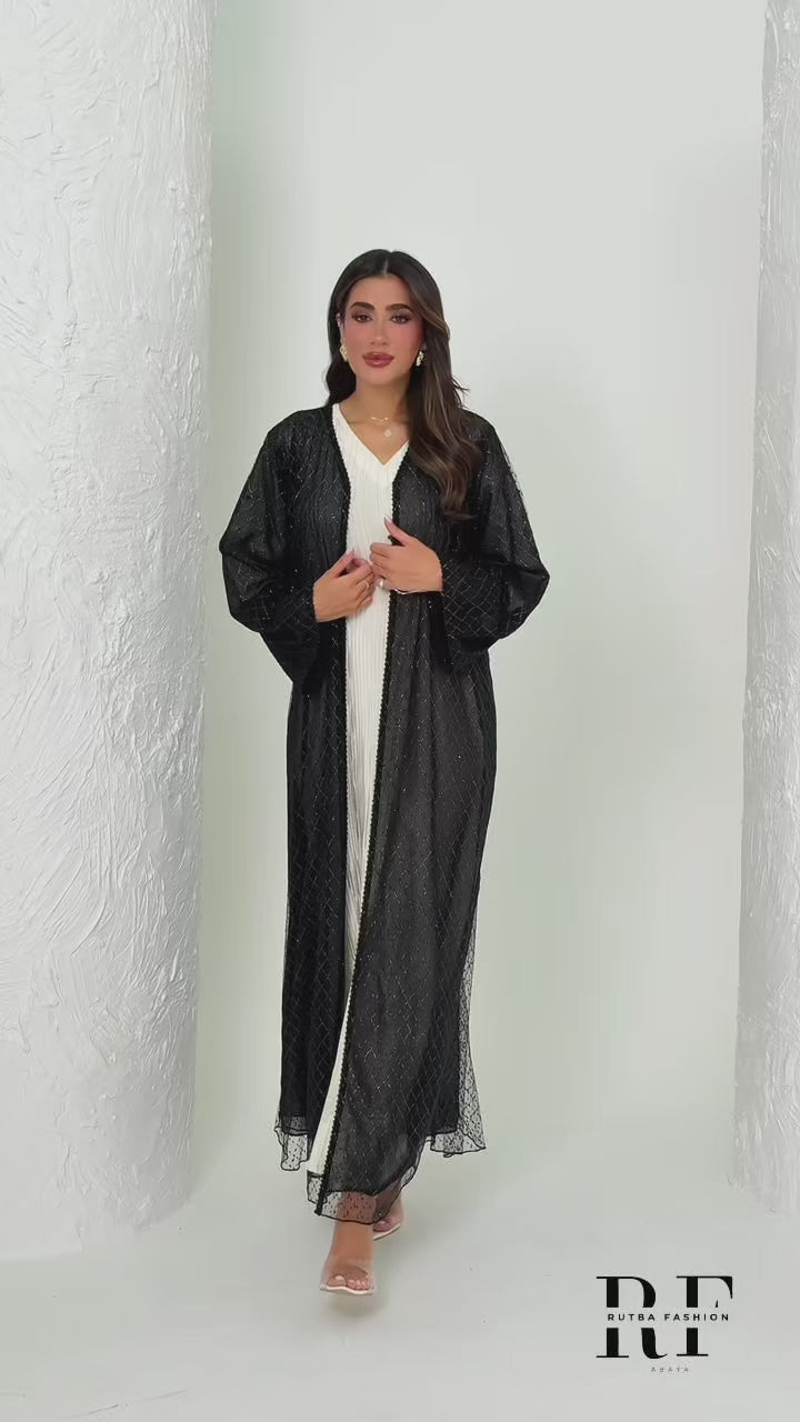 R131 Black Glaring Abaya Set