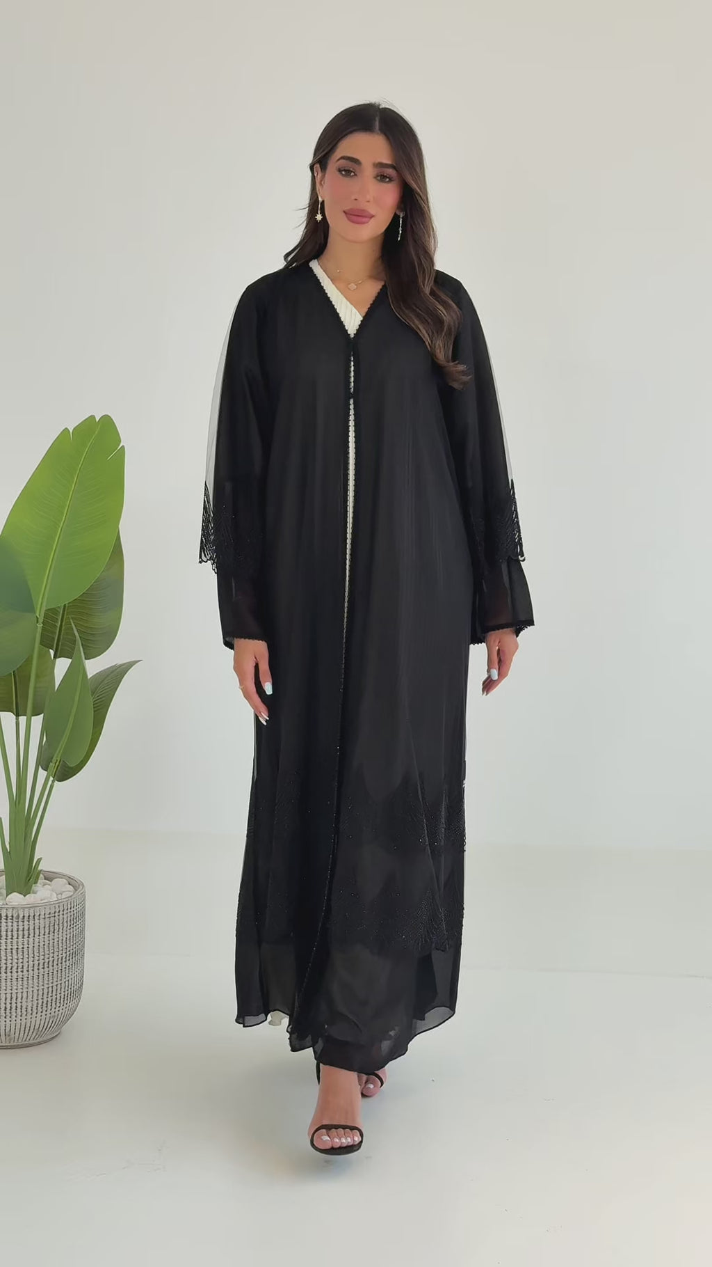 R117 Black  Abaya Set