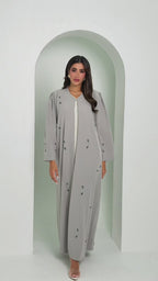 R143 Grey Summer Abaya Set