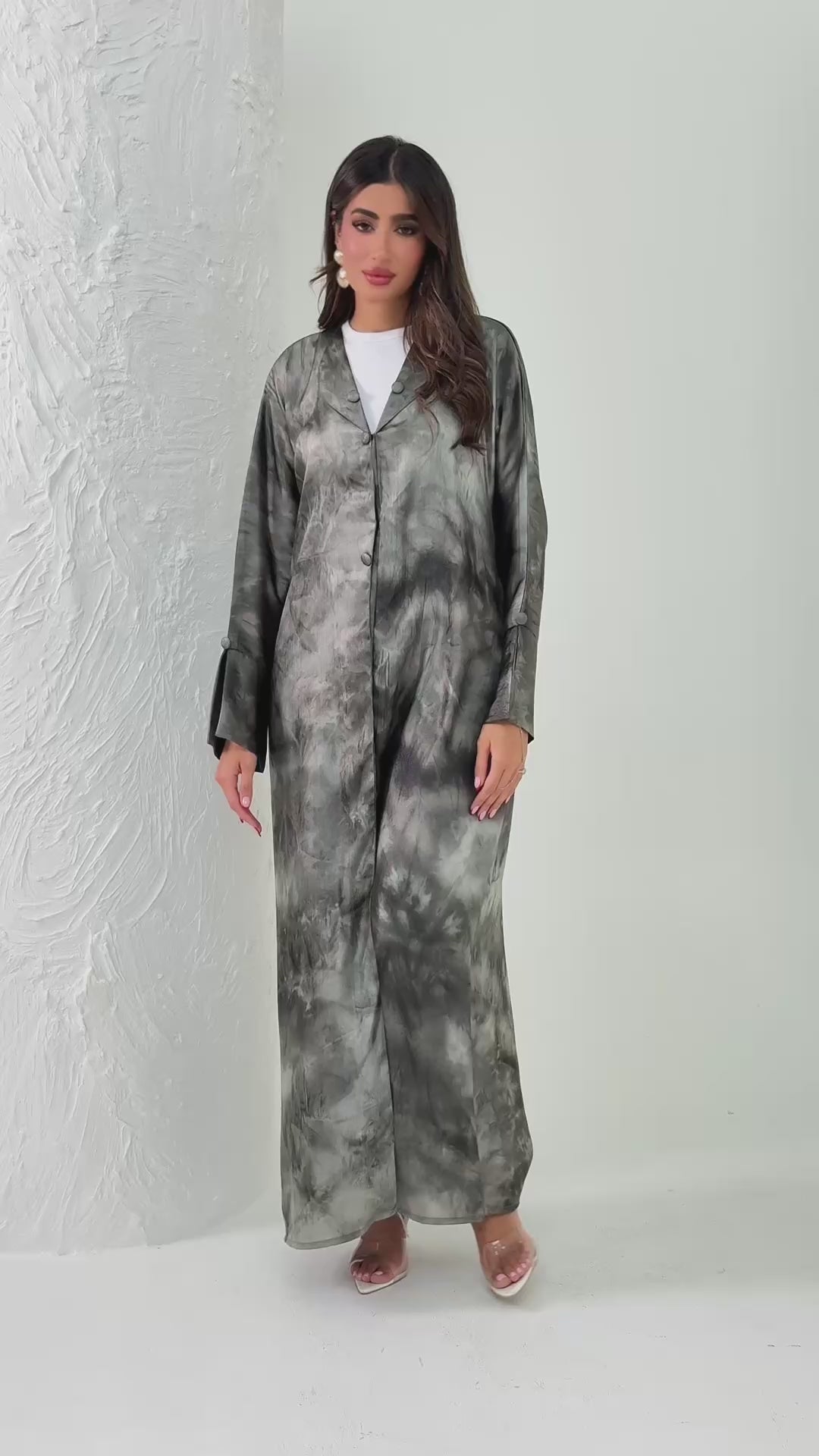 R191 Classic  Grey Summer Abaya Set