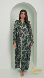 R159 Travel Wear  C green printed  Abaya Set