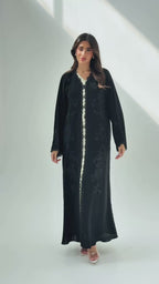 R257 Black Lazar Dantel Abaya for Eid Collcetion
