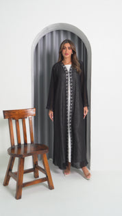 R193 Black elegant  Abaya Set