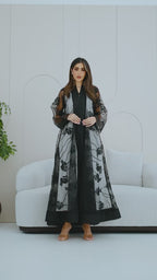 R279 | Luxury Abaya – Leaf Embroidery with Stone Work