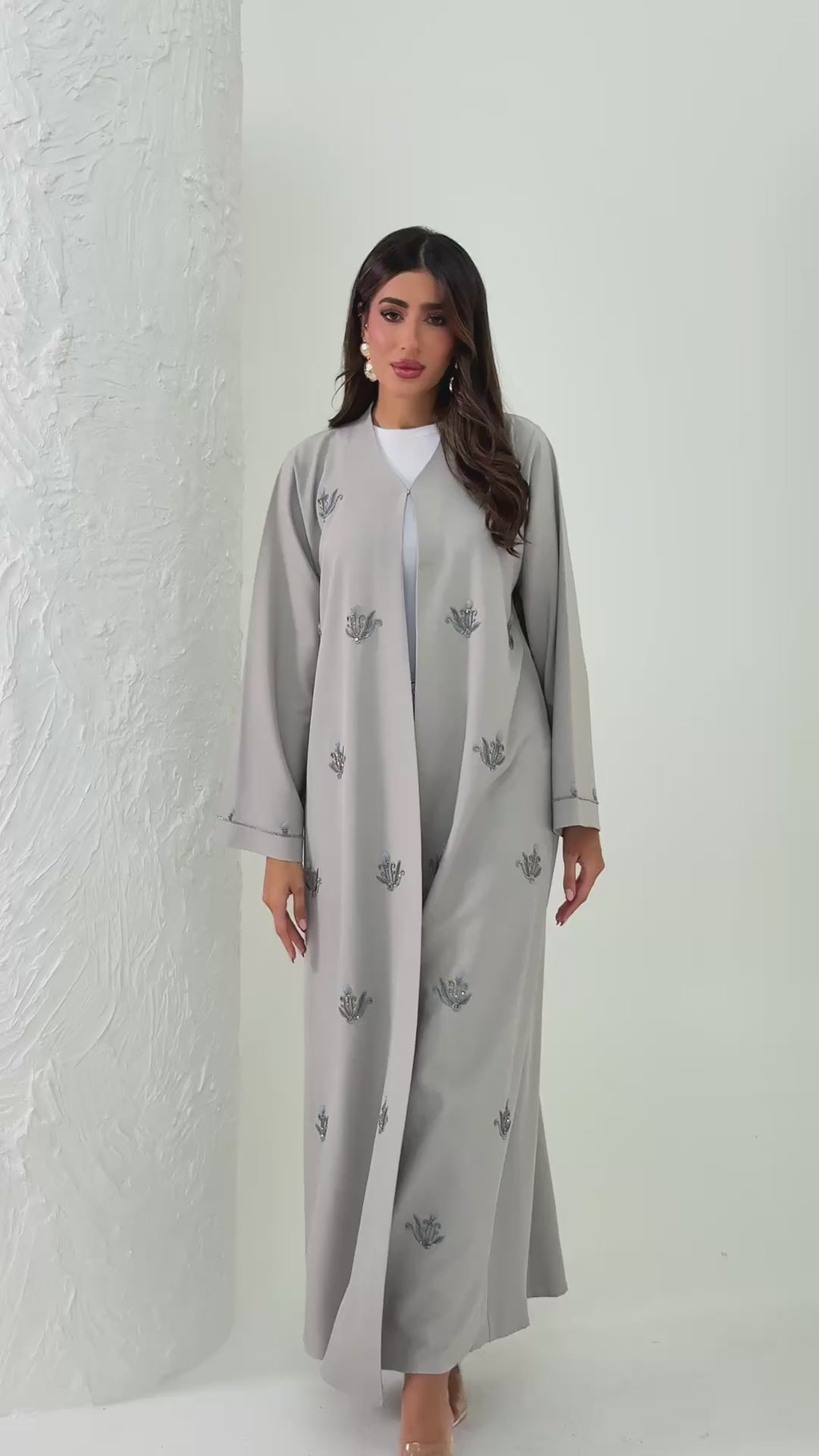 R182 Travel wear Grey  Abaya Set