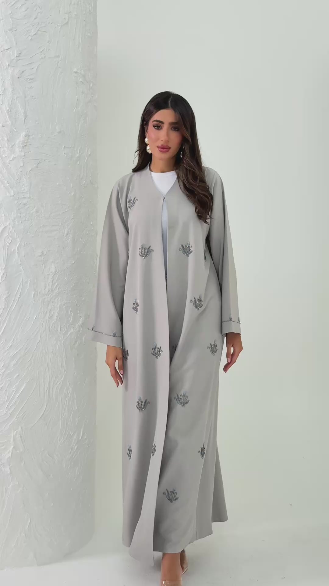 R182 Travel wear Grey  Abaya Set