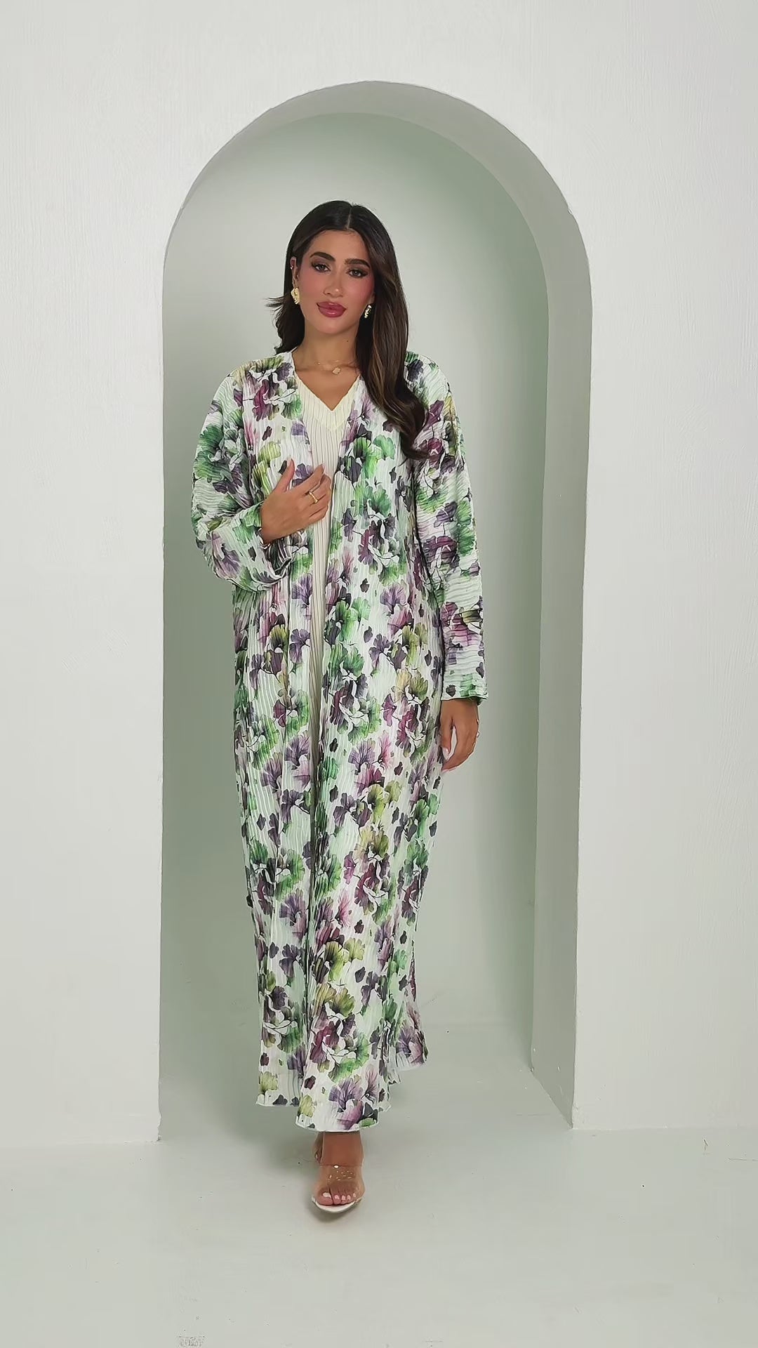 R145 printed travel wear  Abaya Set