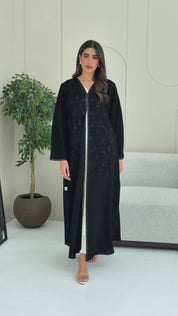 R254 Black Elegant Summer Abaya Set