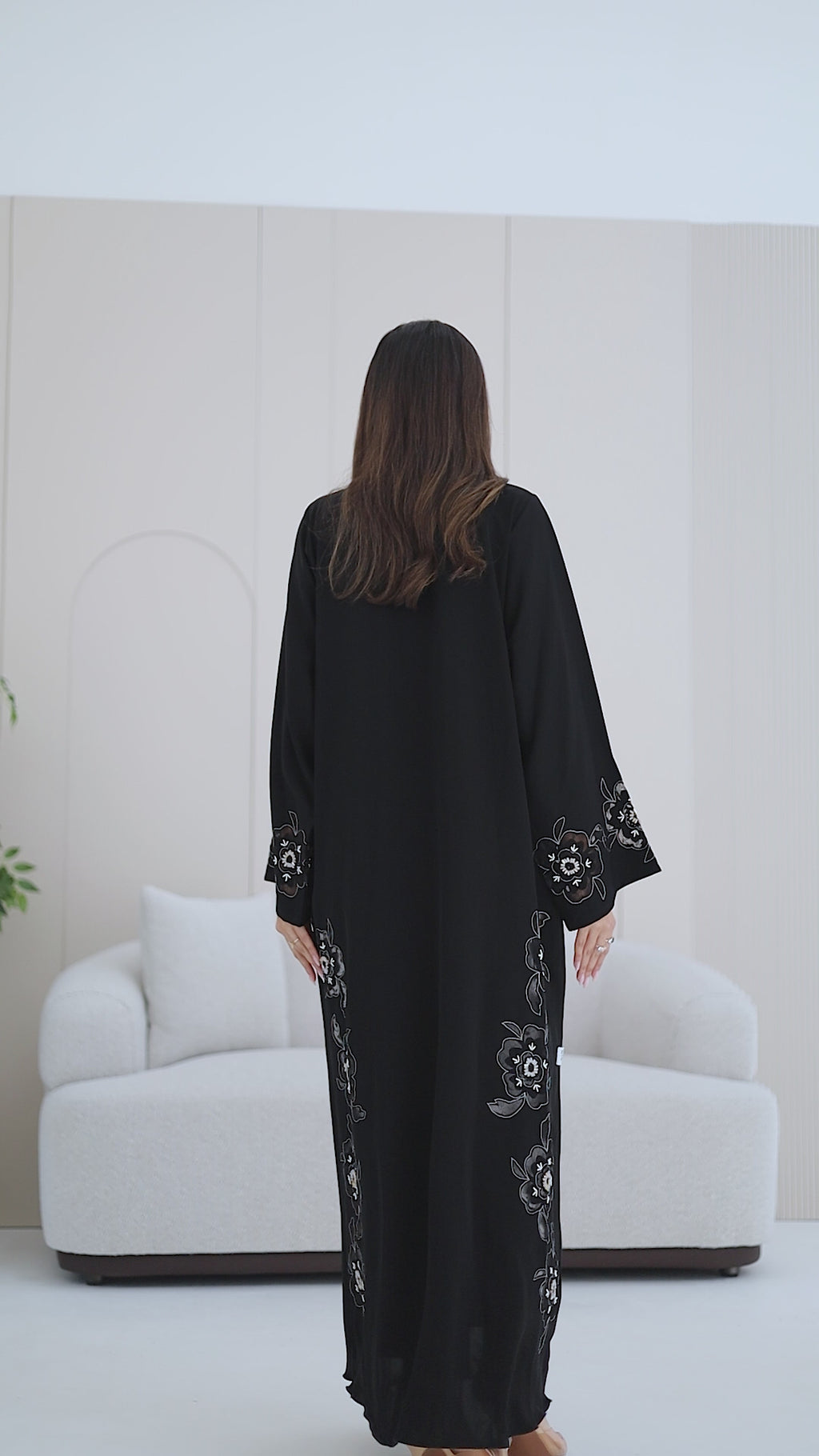 R280 | Abaya – Flower Laser Cut with Embellishments