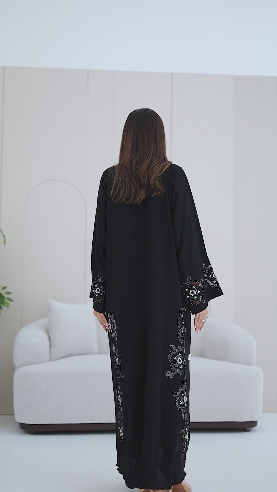 R280 | Abaya – Flower Laser Cut with Embellishments