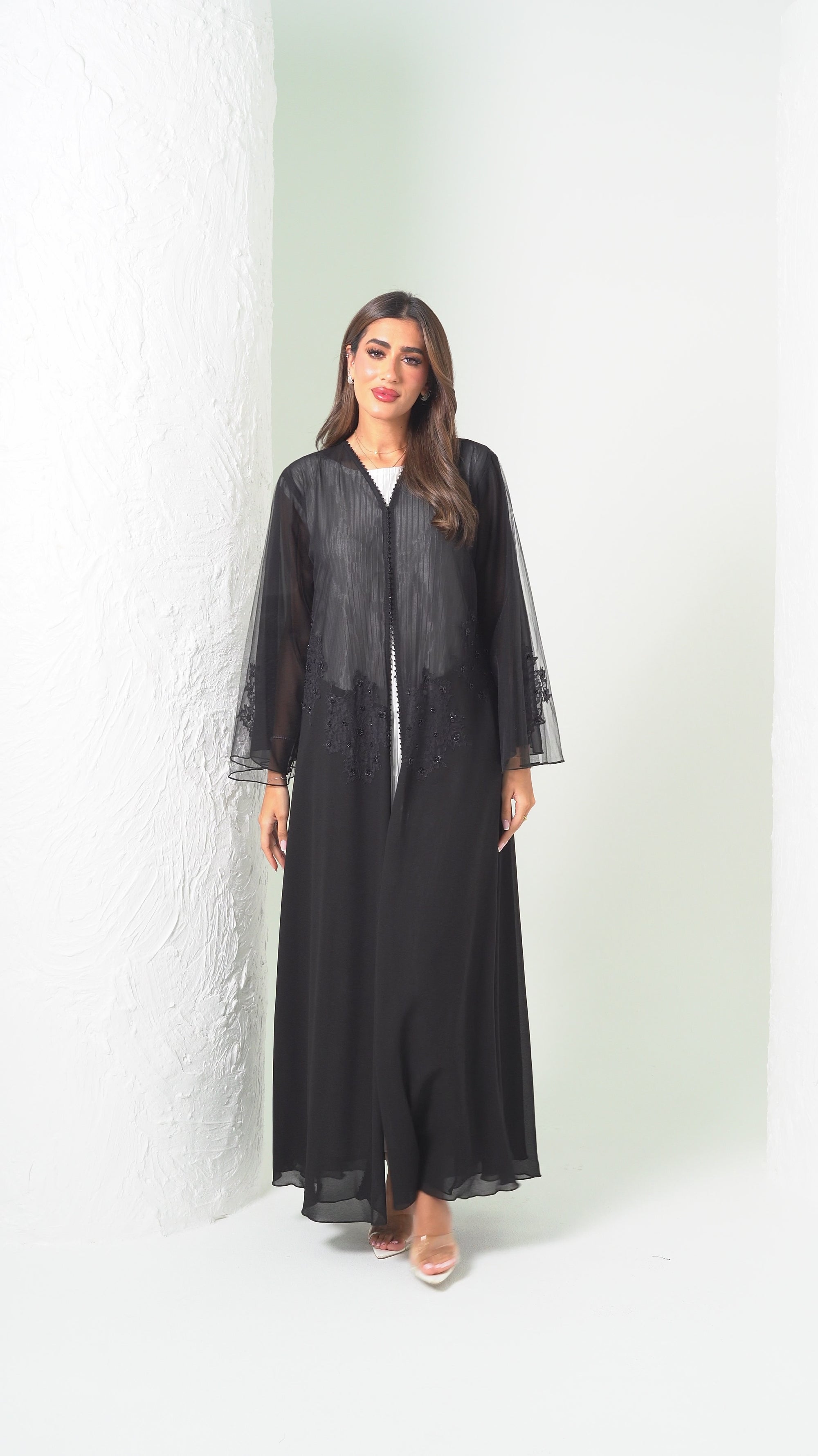 R204 Black Party  Abaya Set