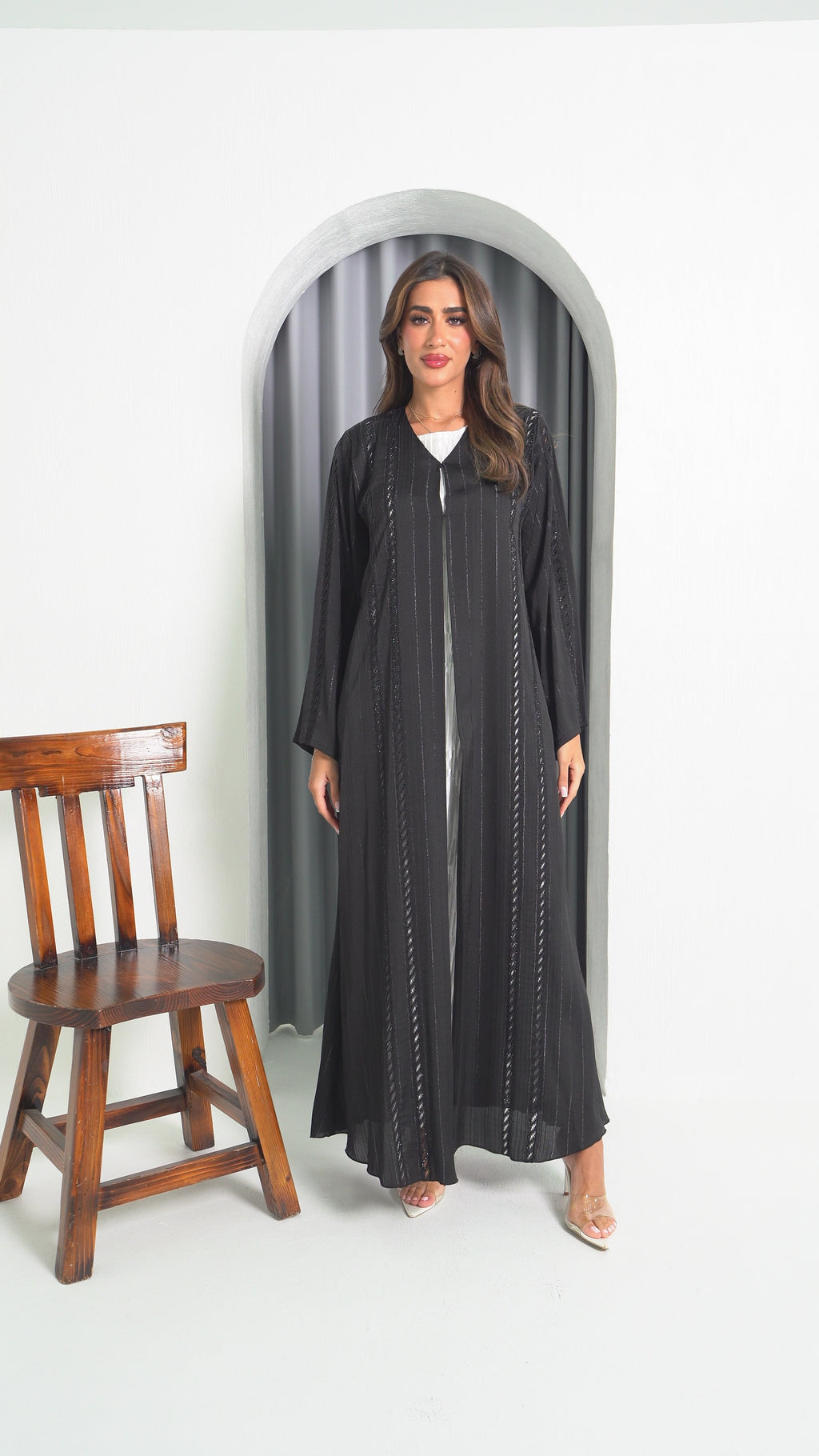 R197 Black Classic  Abaya Set