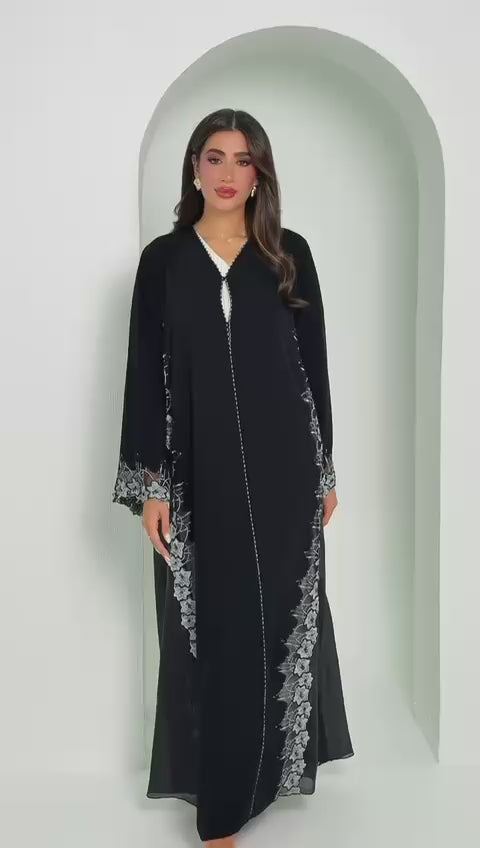 R153 Black Summer collection Abaya Set