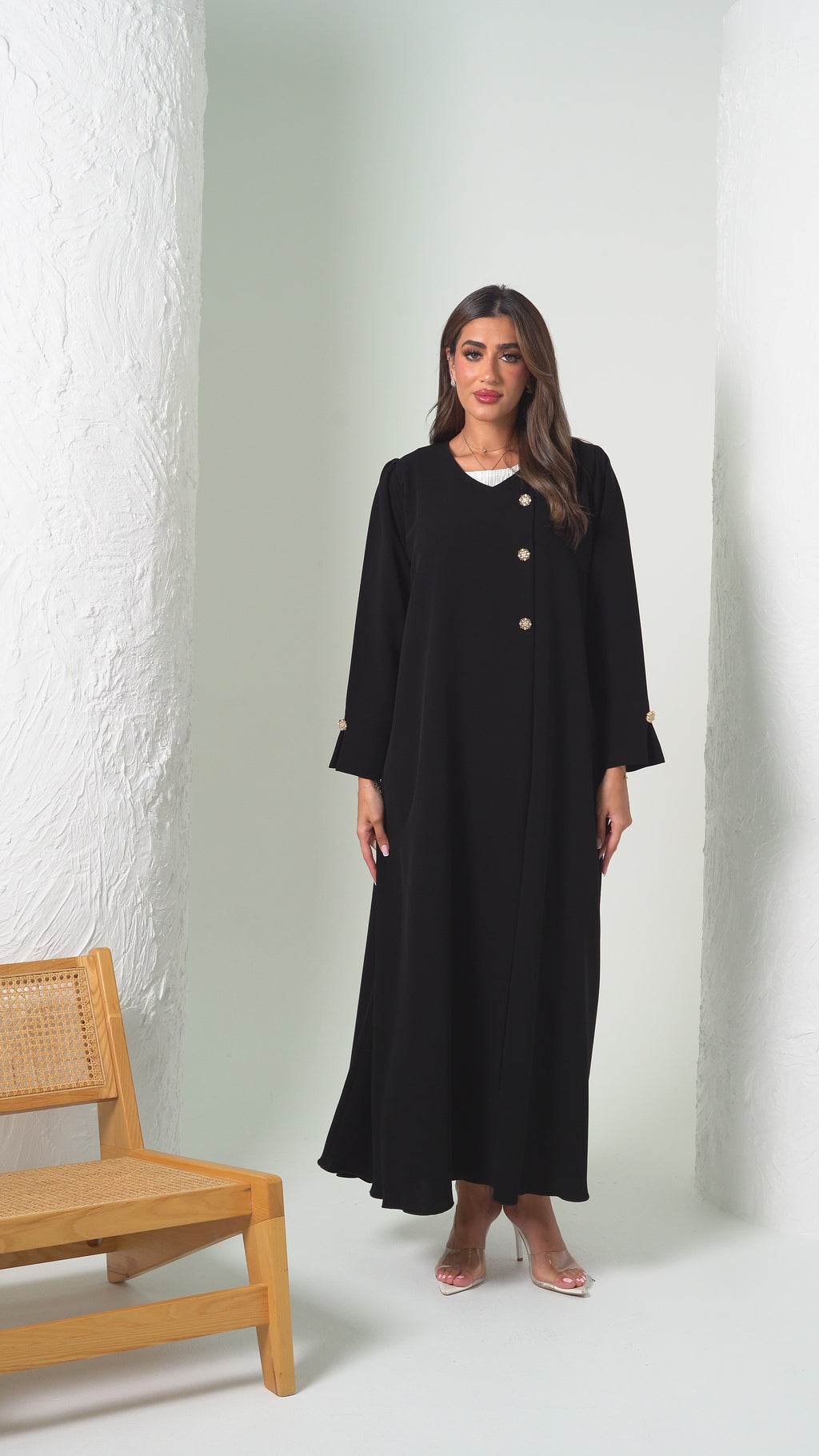 R205  Black Classic  Abaya Set