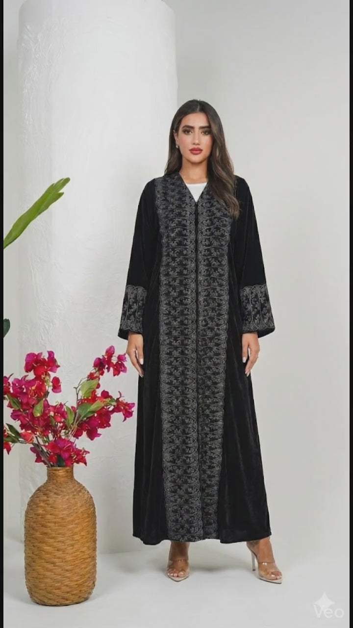 R225  Velvet Abaya Set