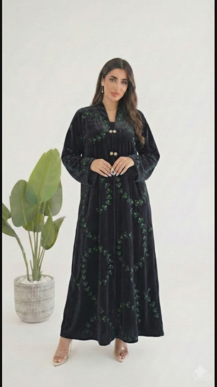 R228 Velvet Abaya Set
