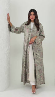 R167 Elegant printed summer wear  Abaya Set