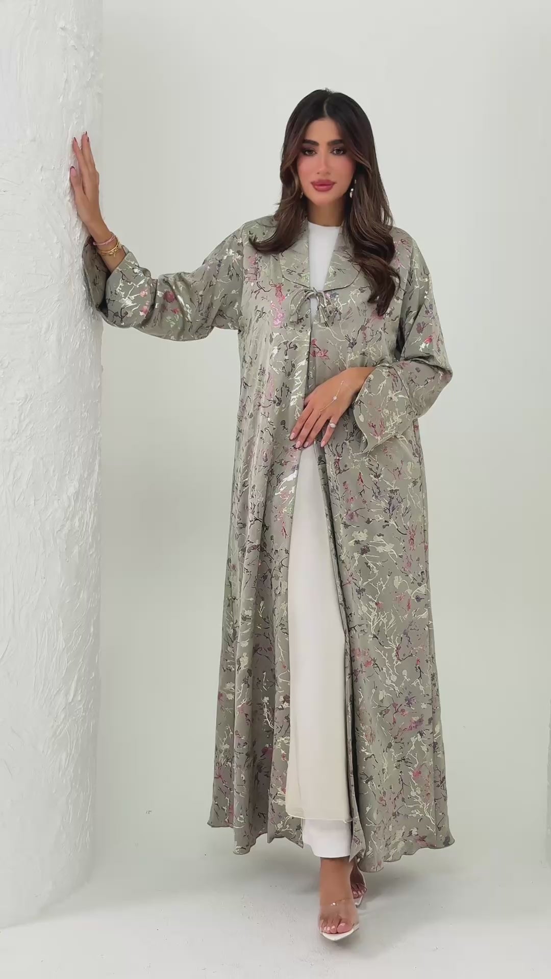 R167 Elegant printed summer wear  Abaya Set