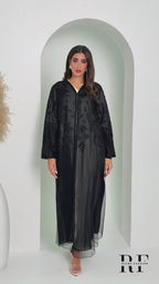 R148 Black Elegant  Summer collection Abaya Set
