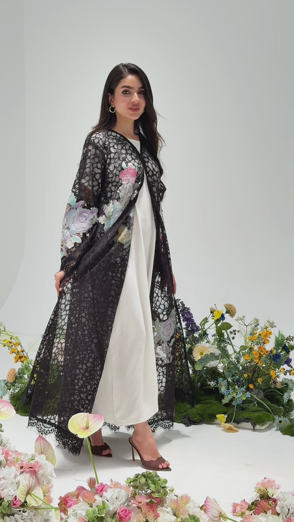 R303 Beautiful Flower Model color Abaya