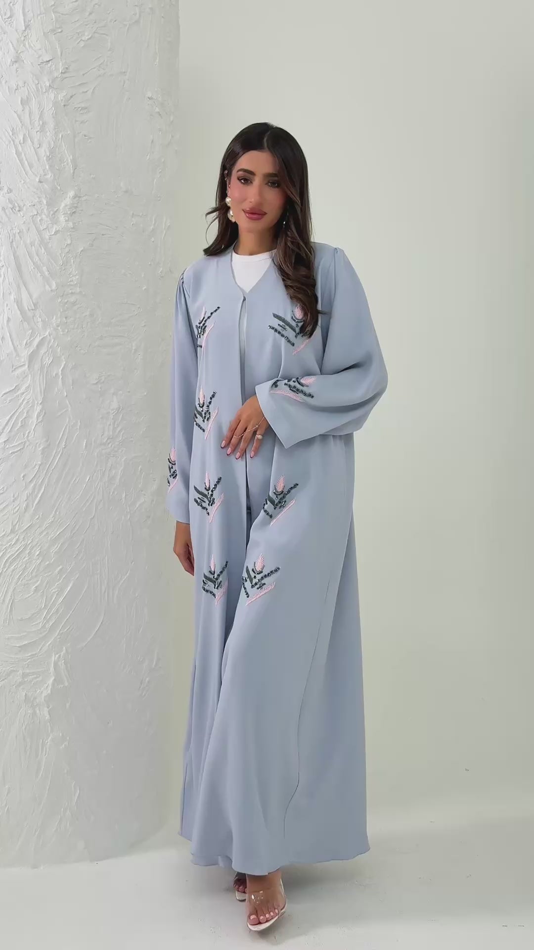 R177  Travel wear Sky blue  Abaya Set