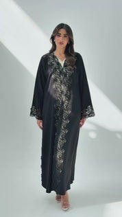 R258 Black Dantel Classic Abaya for Summer Collection