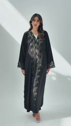 R258 Black Dantel Classic Abaya for Eid Collection