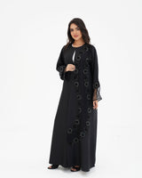 R 331 Black 3D Floral Lace Abaya Abaya for Women UAE – Abaya – Rutba Fashion Abaya