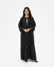 R 331 Black 3D Floral Lace Abaya Abaya for Women UAE – Abaya – Rutba Fashion Abaya