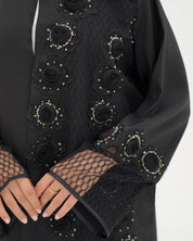R 331 Black 3D Floral Lace Abaya Abaya for Women UAE – Abaya – Rutba Fashion Abaya