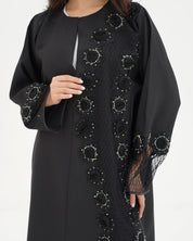 R 331 Black 3D Floral Lace Abaya Abaya for Women UAE – Abaya – Rutba Fashion Abaya