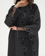 R 331 Black 3D Floral Lace Abaya Abaya for Women UAE – Abaya – Rutba Fashion Abaya