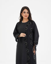 R 331 Black 3D Floral Lace Abaya Abaya for Women UAE – Abaya – Rutba Fashion Abaya