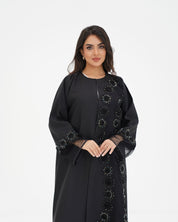 R 331 Black 3D Floral Lace Abaya Abaya for Women UAE – Abaya – Rutba Fashion Abaya
