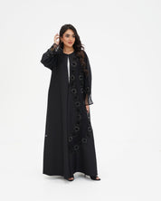 R 331 Black 3D Floral Lace Abaya Abaya for Women UAE – Abaya – Rutba Fashion Abaya