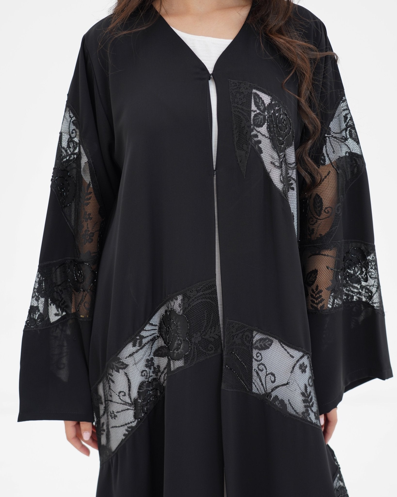R 332 Black Beaded Abaya Abaya for Women UAE – Abaya – Rutba Fashion Abaya