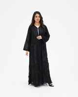R 333 Black 3D LaserCut Floral Dantel Abaya Abaya for Women UAE – Abaya – Rutba Fashion Abaya