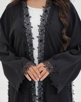 R 334 Black 3D LaserCut Floral Lace Abaya Abaya for Women UAE – Abaya – Rutba Fashion Abaya