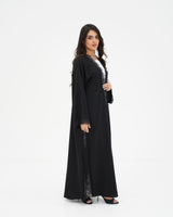 R 334 Black 3D LaserCut Floral Lace Abaya Abaya for Women UAE – Abaya – Rutba Fashion Abaya