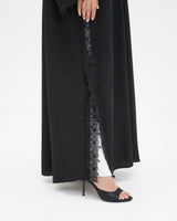 R 334 Black 3D LaserCut Floral Lace Abaya Abaya for Women UAE – Abaya – Rutba Fashion Abaya