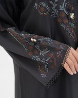 R 336 Black Premium Tartiz (Embroidery) Abaya Abaya for Women UAE – Abaya – Rutba Fashion Abaya