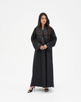 R 336 Black Premium Tartiz (Embroidery) Abaya Abaya for Women UAE – Abaya – Rutba Fashion Abaya