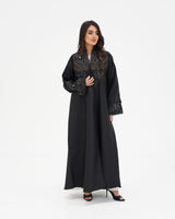 R 336 Black Premium Tartiz (Embroidery) Abaya Abaya for Women UAE – Abaya – Rutba Fashion Abaya