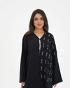R 338 Black Abaya with White Beadwork Abaya for Women UAE – Abaya – Rutba Fashion Abaya